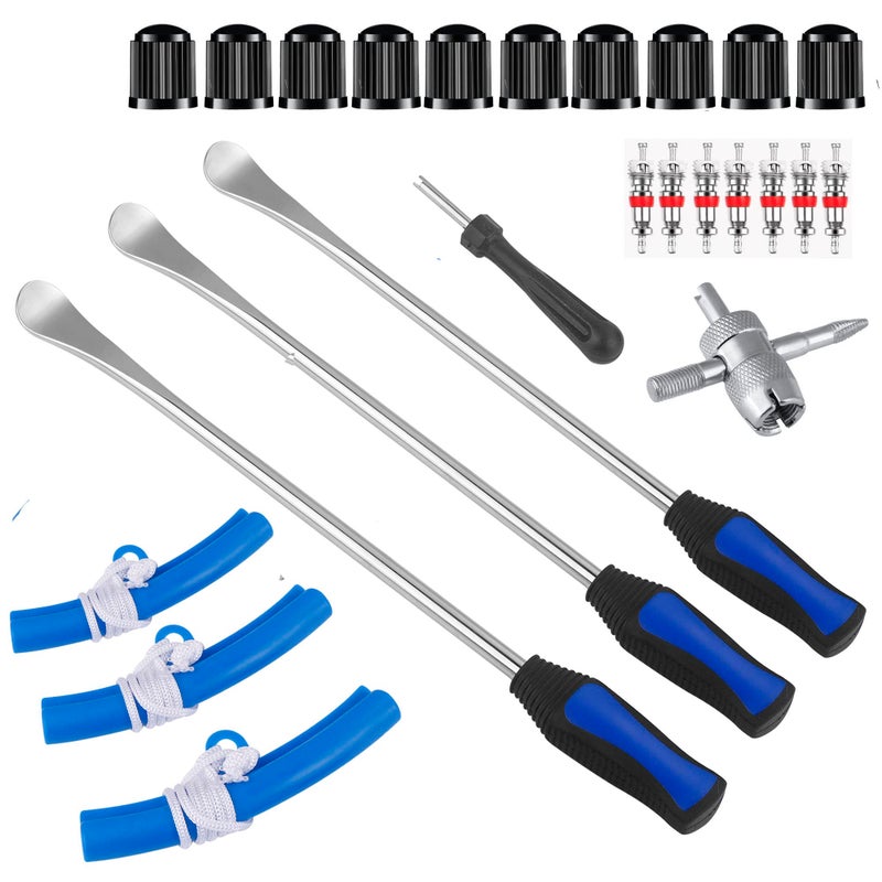 WINTOWIN 14.5""Tire Spoons Motorcycle Dirt Bike Tire Changing Tools Iron Set  Tire Spoon Levers Tire Changer Kit for ATV Lawn Mower with Tire Spoons  Rim Protector  Valve Tool  Valve Cap and Valve Cores - Image 2